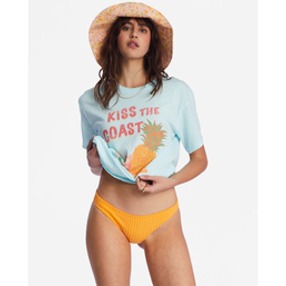 Nwt BILLABONG Kiss The Coast Women's Regular Fit T-Shirt Sz XL 14 Lt Blue - Picture 2 of 7